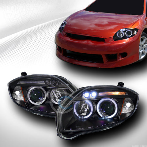 BLK DRL LED HALO RIMS PROJECTOR HEAD LIGHTS SIGNAL 2006-2011 MITSUBISHI ECLIPSE