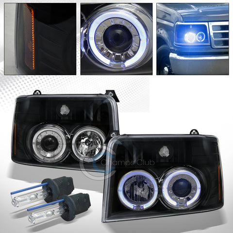 10000K HID XENON W/BLACK HALO PROJECTOR HEAD LIGHTS SIGNAL 1992-1996 F150/BRONCO