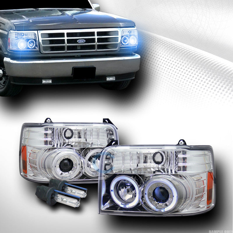 10000K HID XENON+CHROME HALO PROJECTOR HEAD LIGHTS SIGNAL 1992-1996 F150/BRONCO