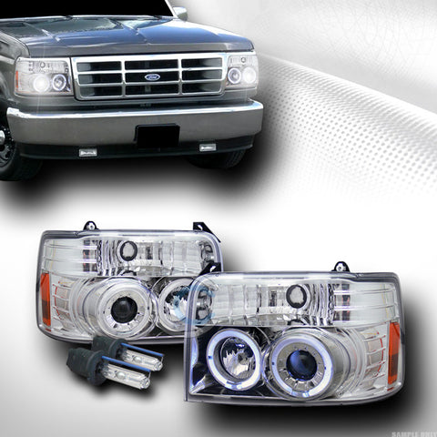 6000K HID XENON+CHROME HALO PROJECTOR HEAD LIGHTS SIGNAL 1992-1996 F150/BRONCO
