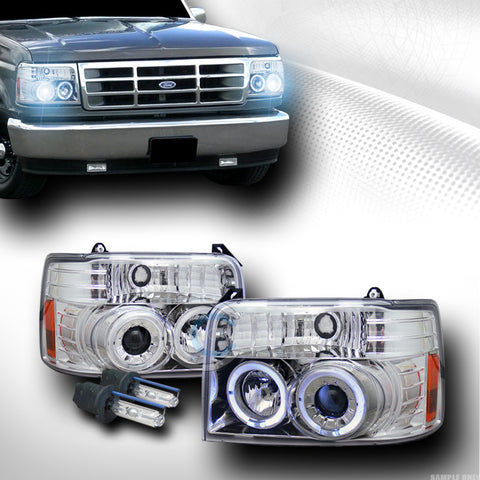 8000K HID XENON+CHROME HALO PROJECTOR HEAD LIGHTS SIGNAL 1992-1996 F150/BRONCO