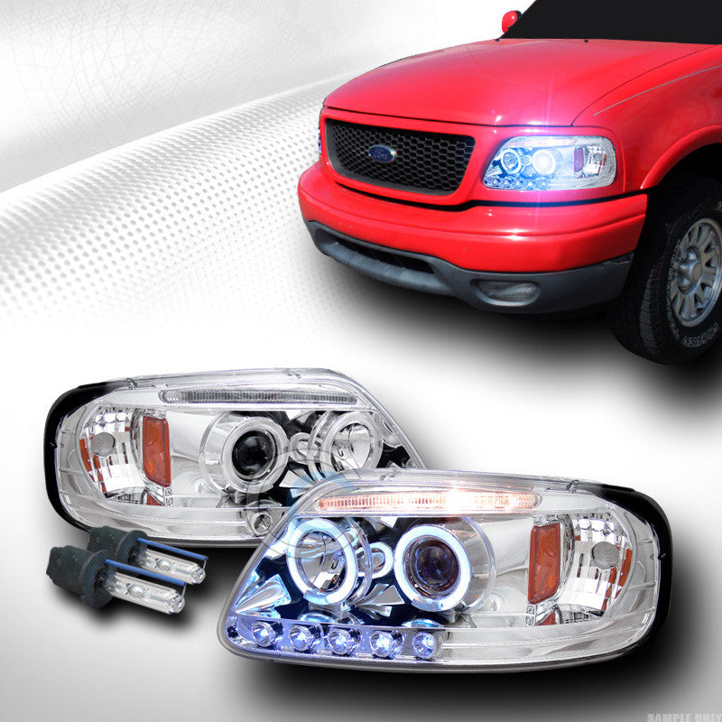 10000K HID XENON W/EURO HALO LED PROJECTOR HEAD LIGHTS 1997-2003 F150/EXPEDITION