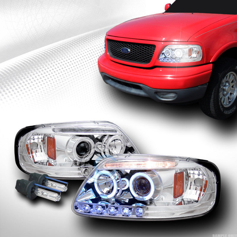 6000K HID XENON W/EURO HALO LED PROJECTOR HEAD LIGHTS 1997-2003 F150/EXPEDITION
