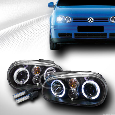 8000K HID XENON W/BLK HALO PROJECTOR HEAD LIGHT SIGNAL 1999-2005 VW GOLF GTI MK4