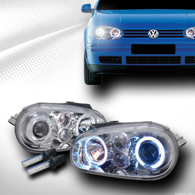 6000K HID XENON W/CHROME HALO PROJECTOR HEAD LIGHT SIGNAL 1999-2005 GOLF GTI MK4