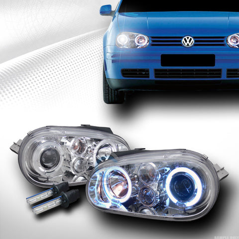 6000K HID XENON W/CHROME HALO PROJECTOR HEAD LIGHT SIGNAL 1999-2005 GOLF GTI MK4
