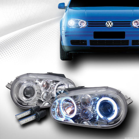 8000K HID XENON W/CHROME HALO PROJECTOR HEAD LIGHT SIGNAL 1999-2005 GOLF GTI MK4