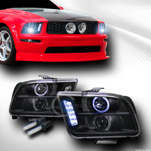 8000K HID XENON BLK LED HALO PROJECTOR HEAD LIGHTS LAMPS 2005-2009 FORD MUSTANG
