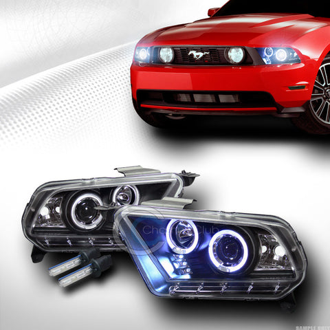 8000K HID XENON BLK LED HALO PROJECTOR HEAD LIGHTS LAMPS 2010-2014 FORD MUSTANG