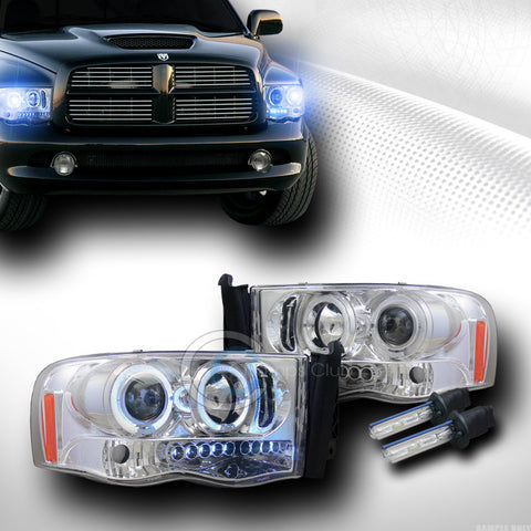 10000K HID XENON CHROME DRL LED HALO PROJECTOR HEAD LIGHTS SIGNAL 2002-2005 RAM