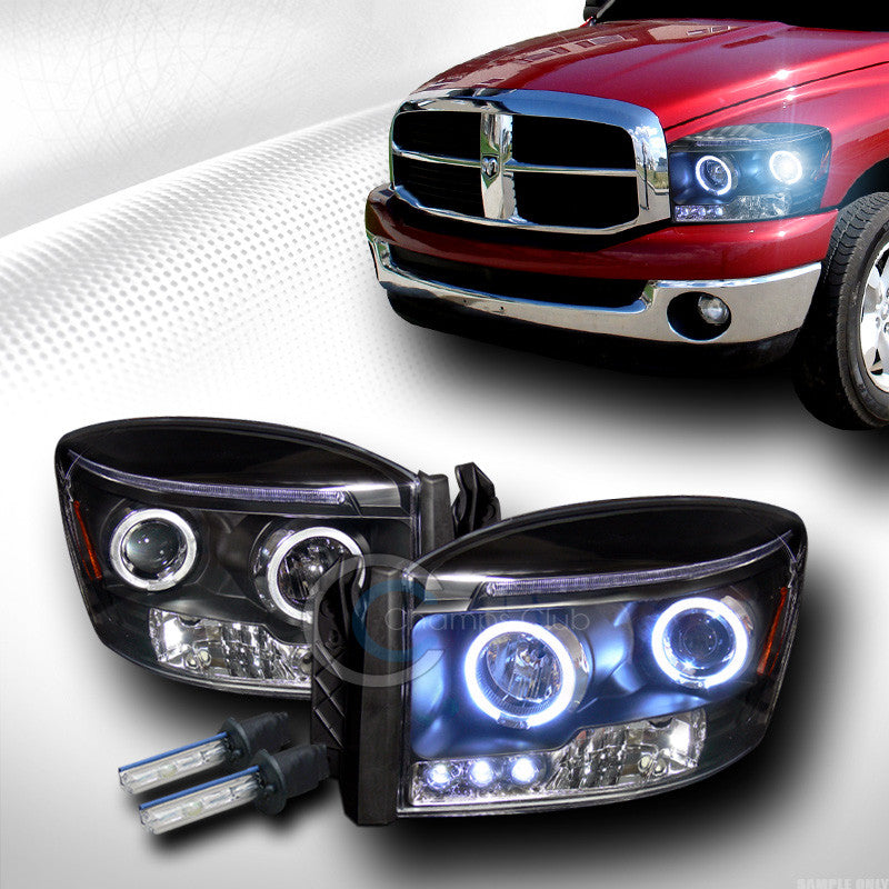 8000k HID XENON W/BLACK HALO DRL LED PROJECTOR HEAD LIGHTS SIGNAL 2006-2009 RAM