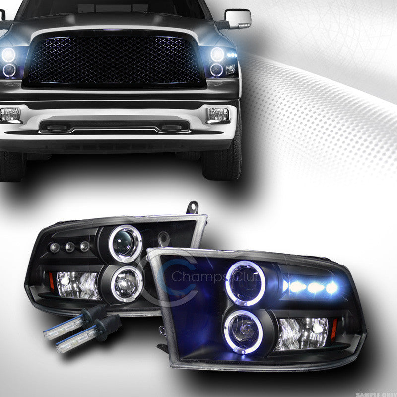 8000K HID XENON BLK LED HALO PROJECTOR HEAD LIGHT LAMP 2009-2016 DODGE RAM TRUCK