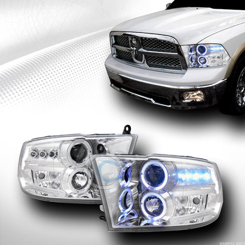 EURO CHROME DRL HALO LED PROJECTOR HEAD LIGHTS LAMP SIGNAL AMBER 09-16 DODGE RAM