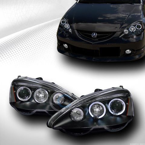 BLK DRL LED HALO RIMS PROJECTOR HEAD LIGHTS SIGNAL 2002-2004 ACURA RSX DC5 TYPE