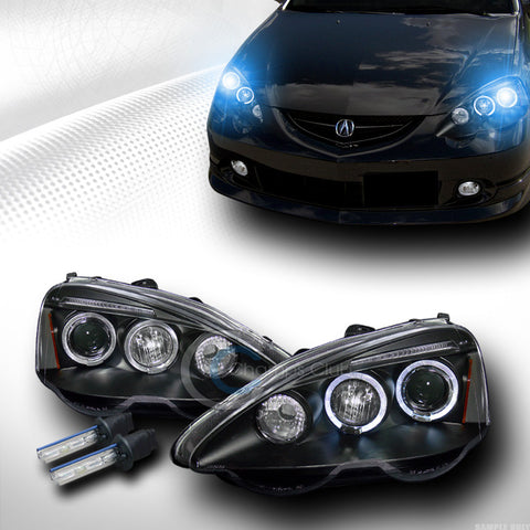 10000K HID XENON W/BLK HALO LED PROJECTOR HEAD LIGHTS SIGNAL 2002-2004 ACURA RSX