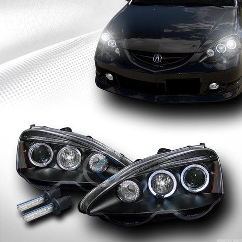 6000K HID XENON W/BLACK HALO LED PROJECTOR HEAD LIGHT SIGNAL 2002-2004 ACURA RSX