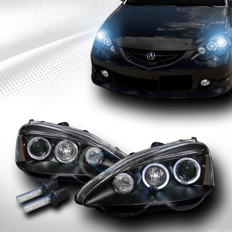 8000K HID XENON W/BLACK HALO LED PROJECTOR HEAD LIGHT SIGNAL 2002-2004 ACURA RSX