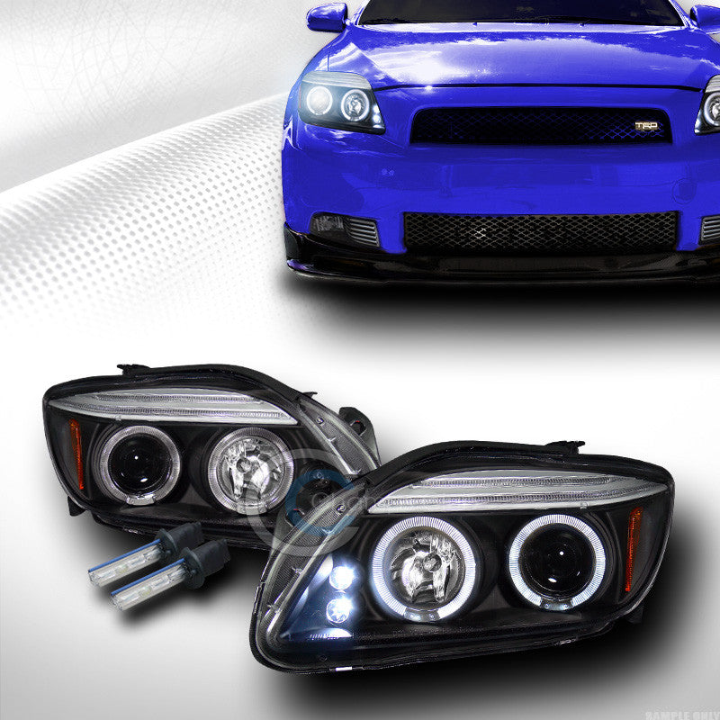 8000K HID XENON BLK DRL LED HALO PROJECTOR HEAD LIGHTS LAMPS 2004-2010 SCION TC