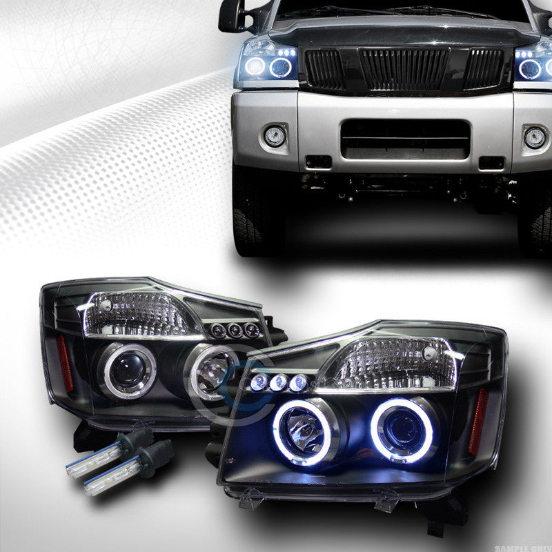 8000K HID XENON BLACK DRL LED HALO PROJECTOR HEAD LIGHTS FOR 04-15 TITAN/ARMADA