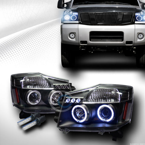 8000K HID XENON BLACK DRL LED HALO PROJECTOR HEAD LIGHTS FOR 04-15 TITAN/ARMADA