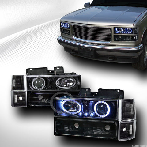 BLK LED PROJECTOR HEAD LIGHTS+BUMPER+CORNER LAMPS K2 94-99 GMC C10 C/K TRUCK/SUV