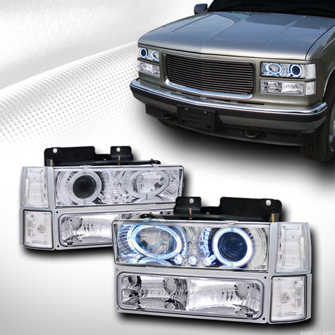 EURO LED HALO PROJECTOR HEAD LIGHTS+SIGNAL BUMPER+CORNER 94-00 GMC C10 TRUCK SUV