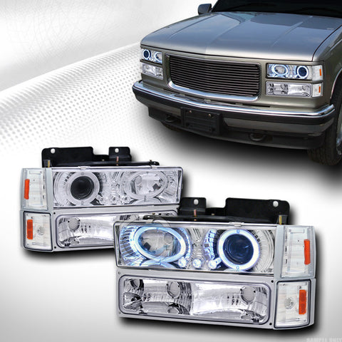 EURO LED HALO PROJECTOR HEAD LIGHTS+SIGNAL BUMPER+CORNER AM 94-00 GMC C10 PICKUP