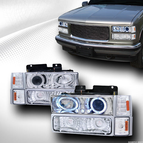 CHROME LED PROJECTOR HEAD LIGHTS+BUMPER+CORNER AM K2 94-99 GMC C10 C/K TRUCK/SUV
