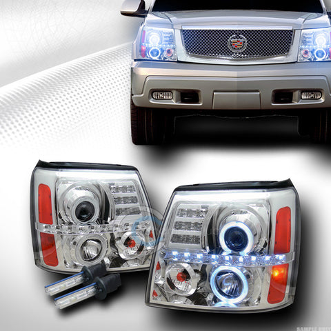 10000K HID XENON CHROME LED HALO PROJECTOR HEAD LIGHTS SIGNAL AM 02-06 ESCALADE