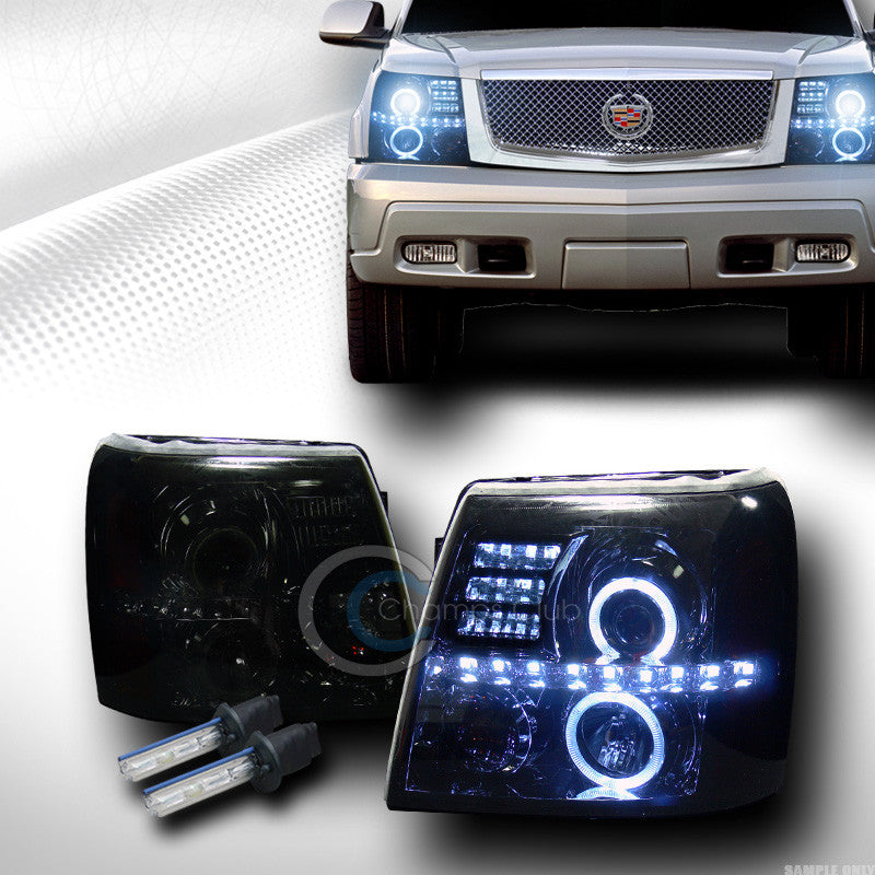 8000K HID XENON SMOKE LED HALO PROJECTOR HEAD LIGHTS SIGNAL AMBER 02-06 ESCALADE