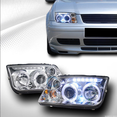 CHROME HALO LED PROJECTOR HEAD LIGHTS PARKING SIGNAL+FOG K2 99-05 JETTA BORA MK4