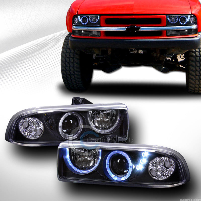 EURO BLK DRL HALO LED PROJECTOR HEAD LIGHTS LAMP K2 98-04 CHEVY S10 BLAZER/TRUCK