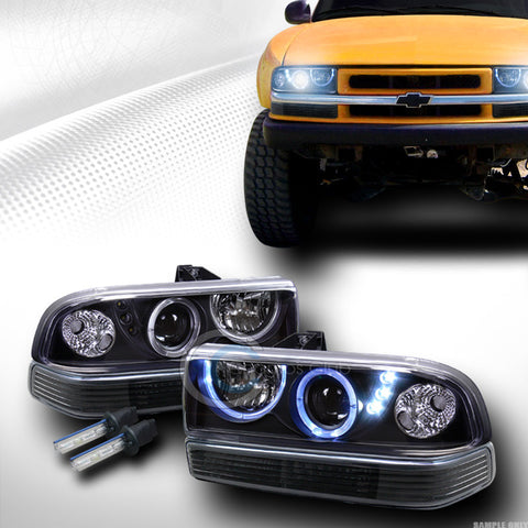 8000K HID XENON BLACK LED HALO PROJECTOR HEAD LIGHTS+BUMPER K2 98-04 S10 BLAZER