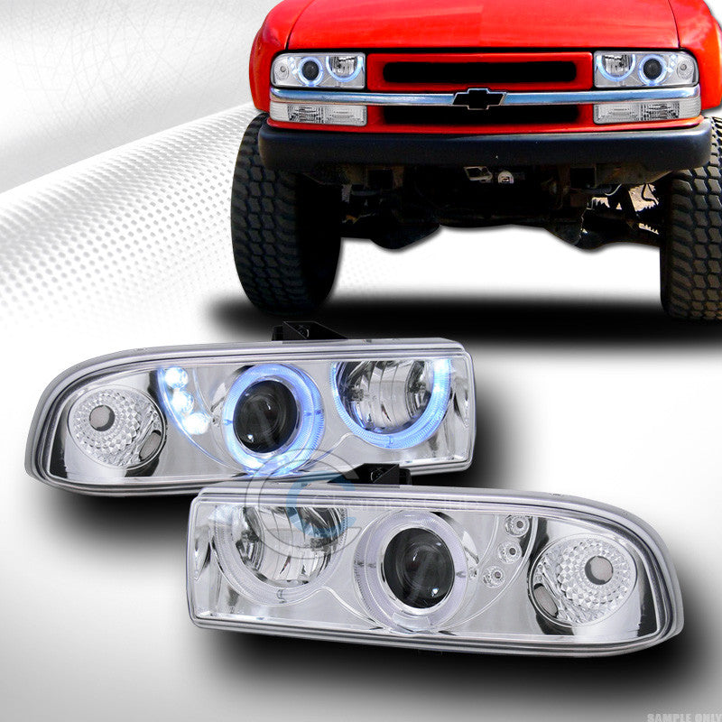 CHROME DRL HALO LED PROJECTOR HEAD LIGHTS LAMPS K2 98-04 CHEVY S10 BLAZER/TRUCK