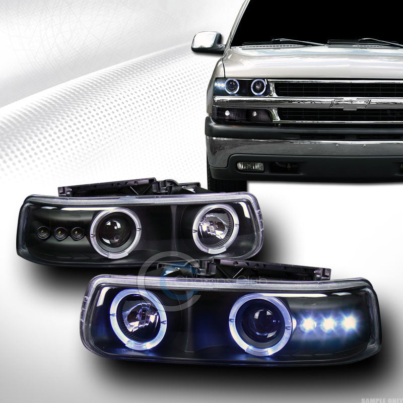 BLACK DRL HALO LED PROJECTOR HEAD LIGHTS LAMPS K2 99-06 SILVERADO/SUBURBAN/TAHOE