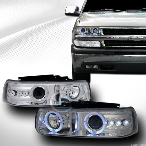 CHROME DRL HALO LED PROJECTOR HEAD LIGHTS LAMP K2 99-06 SILVERADO/SUBURBAN/TAHOE