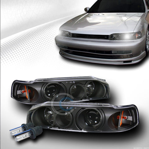 6000K HID XENON W/BLACK PROJECTOR HEAD LIGHTS SIGNAL CORNER 90-93 HONDA ACCORD