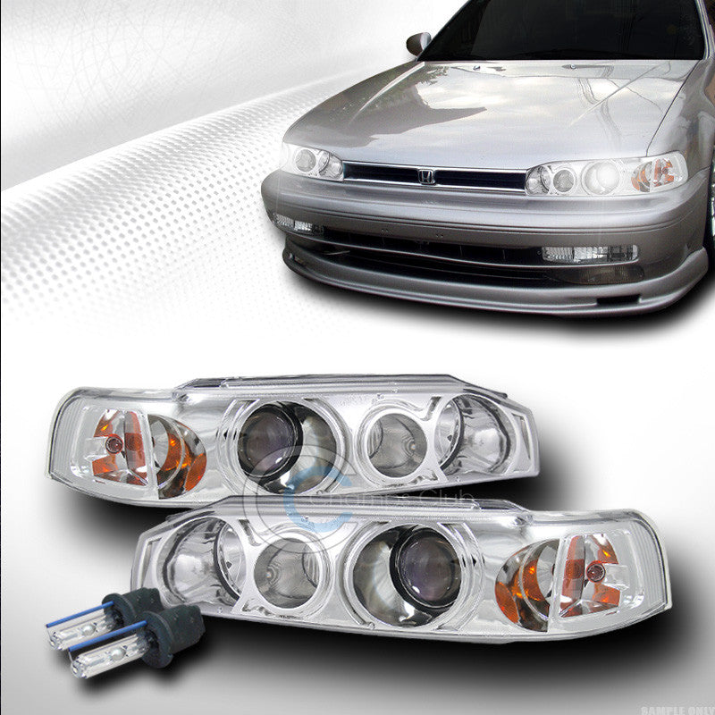 6000K HID XENON W/CHROME PROJECTOR HEAD LIGHTS SIGNAL CORNER 90-93 HONDA ACCORD