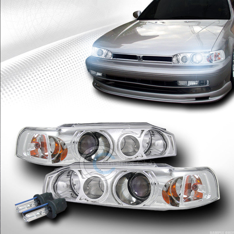 8000K HID XENON W/CHROME PROJECTOR HEAD LIGHTS SIGNAL CORNER 90-93 HONDA ACCORD