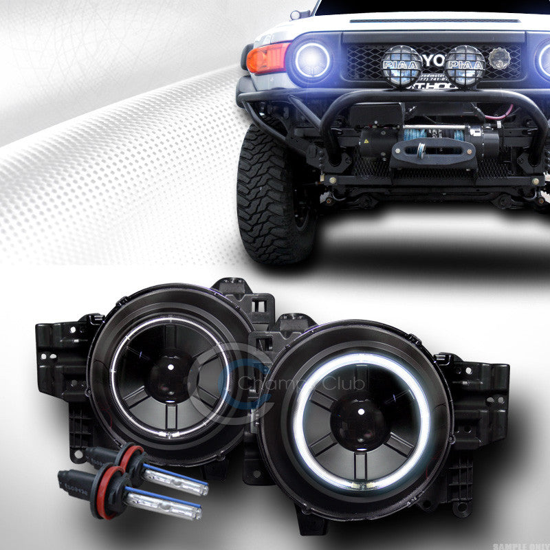 10000K HID XENON+BLACK CCFL HALO PROJECTOR HEAD LIGHTS 07-12 TOYOTA FJ CRUISER