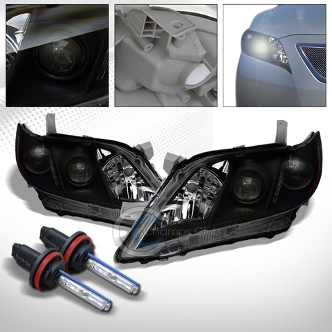 6000K HID XENON+BLK PROJECTOR HEAD LIGHTS SIGNAL LAMPS AMBER 07-09 TOYOTA CAMRY