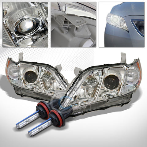 6000K HID XENON+CHROME PROJECTOR HEAD LIGHTS SIGNAL LAMPS AM 07-09 TOYOTA CAMRY