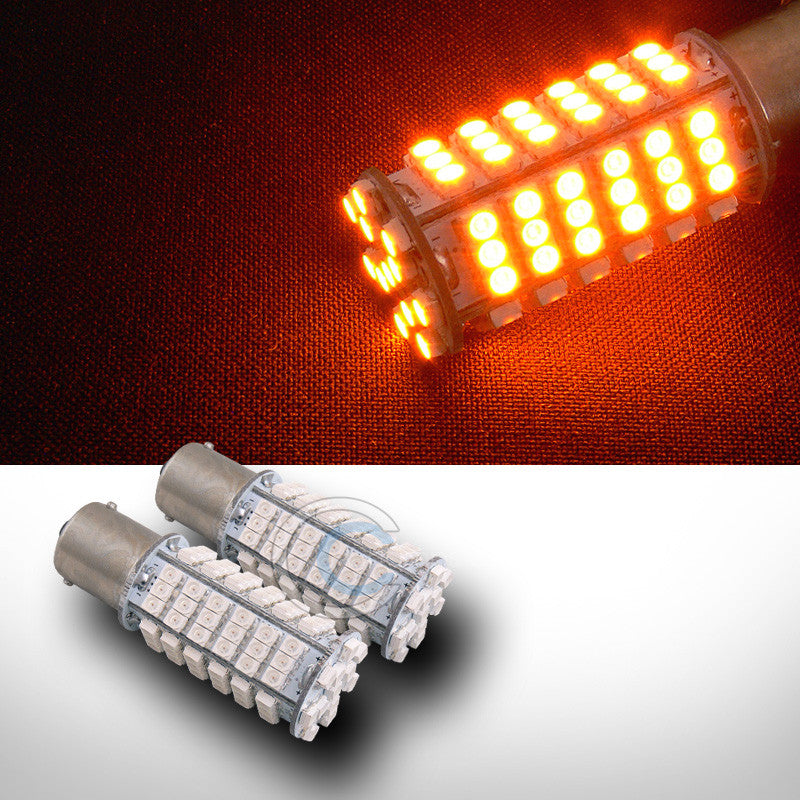 2X YELLOW 1156/BA15S 102 COUNT SMD LED LIGHT BULB FRONT TURN SIGNAL 93 1003 1073