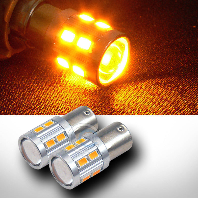 2P YELLOW 1156 BA15S 16X 5730 SMD LED FRONT TURN SIGNAL LIGHT BULB 12V 1141 1159