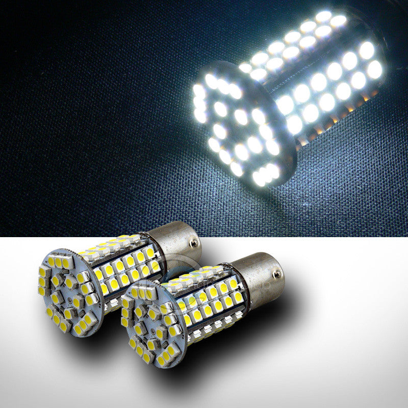 2 WHITE 1156 BA15S 80 COUNT SMD LED FRONT TURN SIGNAL LIGHT BULBS 89 97 S25 P21W