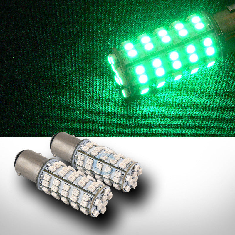 2 GREEN 1157/BAY15D 68 COUNT SMD LED LIGHT BULB FRONT SIDE MARKER LAMP 1016 1034