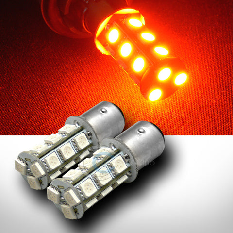 2 Amber O 1157 Bay15d 18x 5050 SMD LED Stop/Brake Tail Light Lamp Bulbs Pair 12V