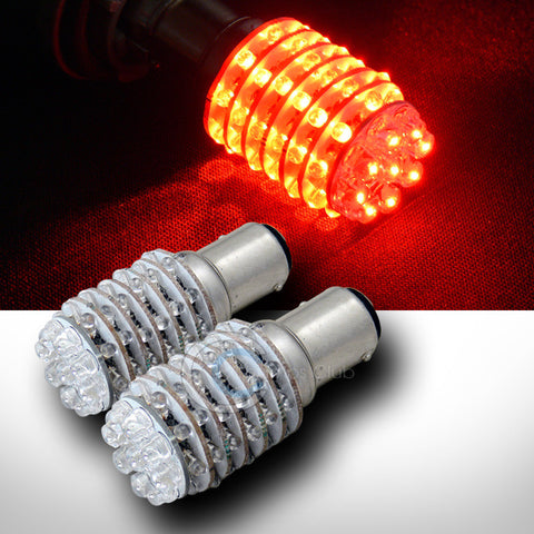 2pc Red 1157 Bay15d Socket Dual Contact 63x LED Front Turn Signal Light Bulbs