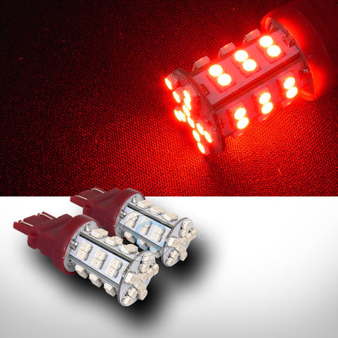 2X RED 3157 T20 42 COUNT SMD LED LIGHT BULBS FRONT TURN SIGNAL LAMPS 3056 3356