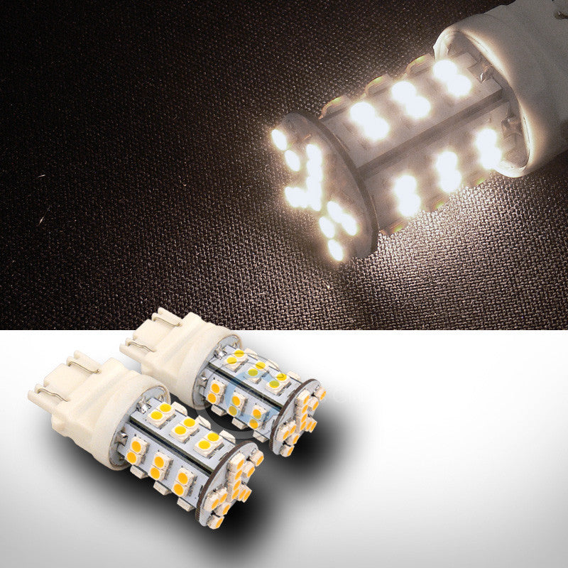 2X WARM WHITE 3157 42 COUNT SMD LED LIGHT BULBS FRONT TURN SIGNAL LAMP 3056 3356